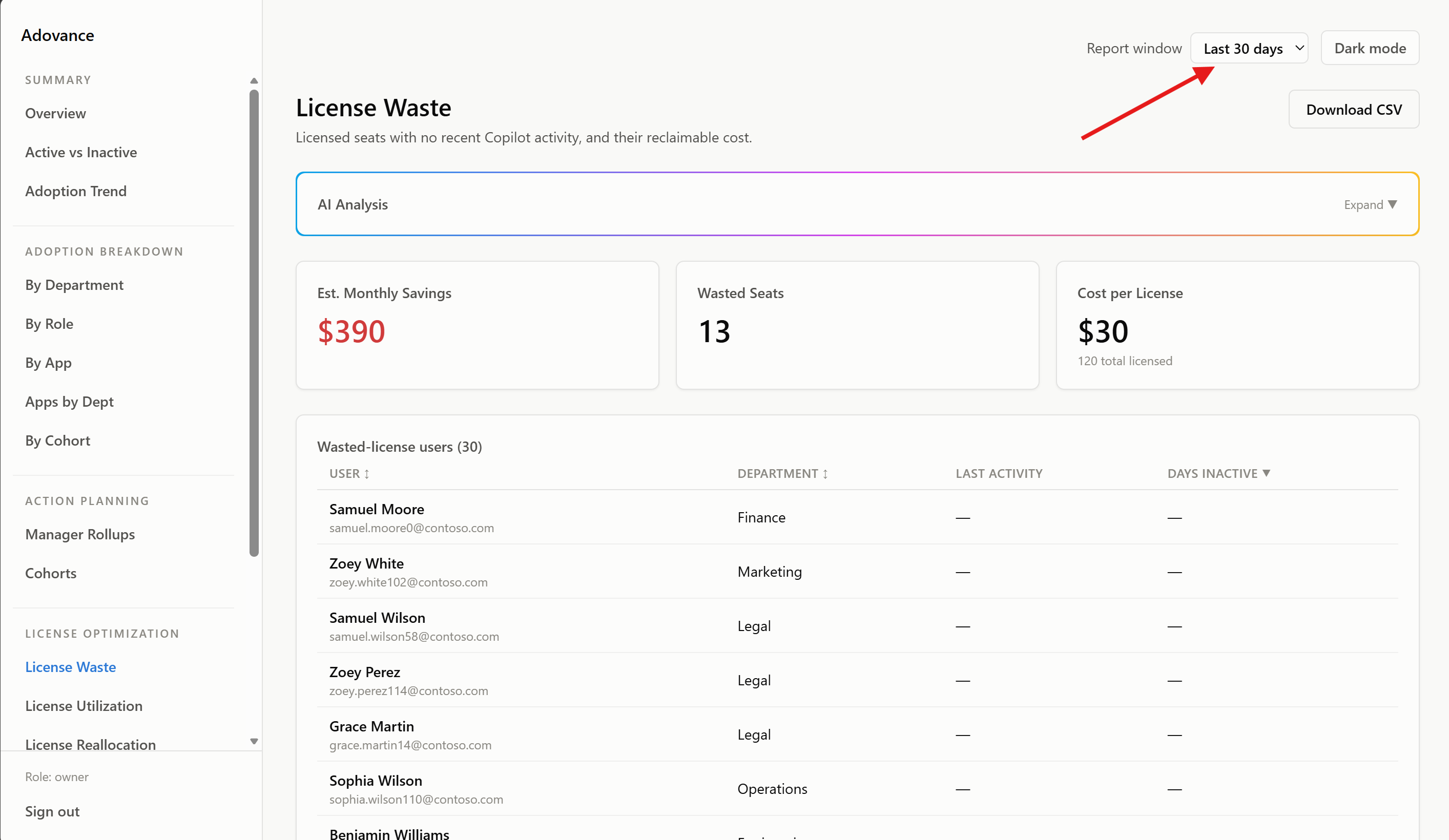 Reporting Window Selector full-size screenshot